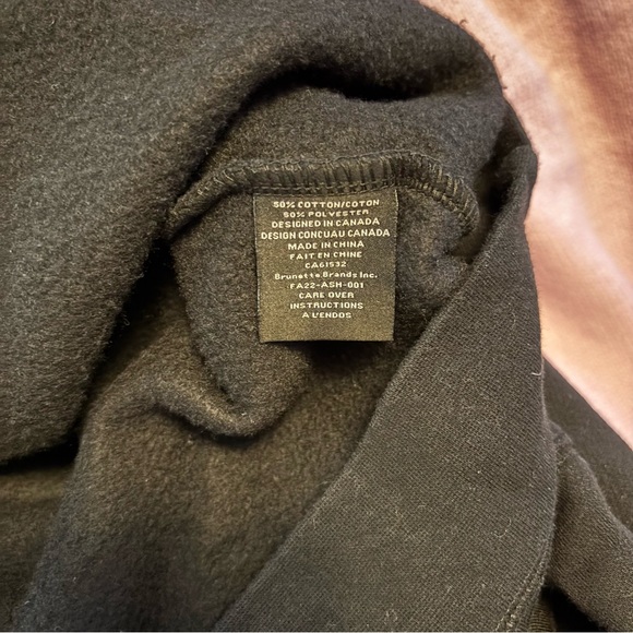 Brunette The Label Black Hoodie with taupe letters L/XL crew neck - Picture 3 of 3